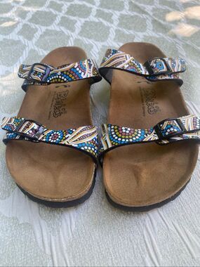 Birki's Birkenstock Salina Aboriginal Dots Cork Footbed Sandals Shoes Women’s 5.